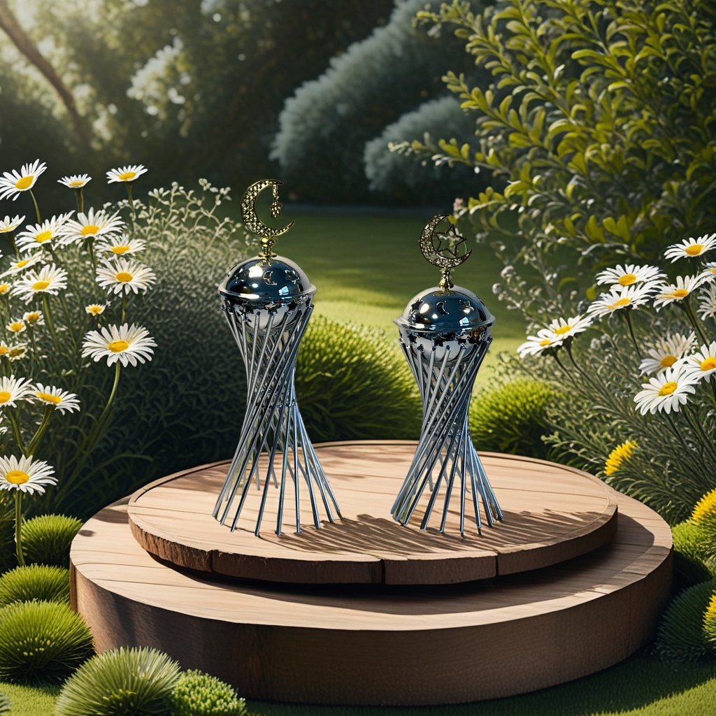 The SANCAI silver metal incense burner features a crescent-shaped star-shaped decorative top details Picture