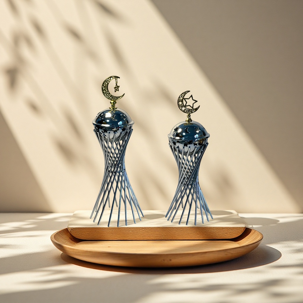 The SANCAI silver metal incense burner features a crescent-shaped star-shaped decorative top