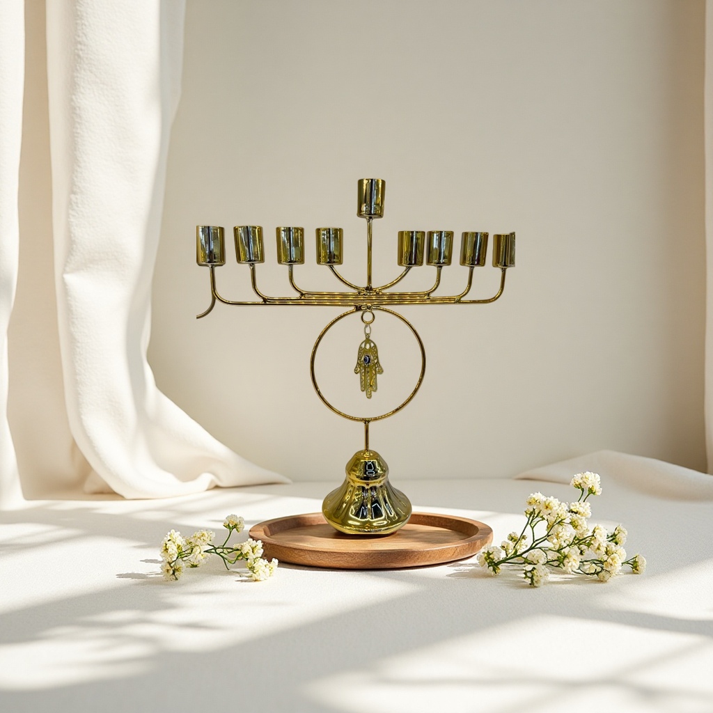 SANCAI Golden retro candlestick, home decorative item, living room, bedroom, dining table, candle stand, Hanukkah