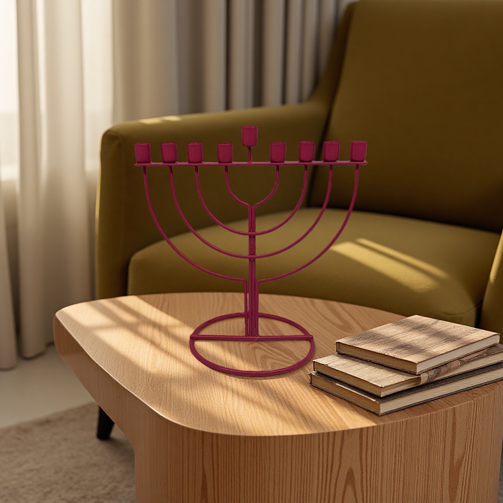 SANCAI red metal candlestick retro style home living room decorative item Hanukkah Application Scenario