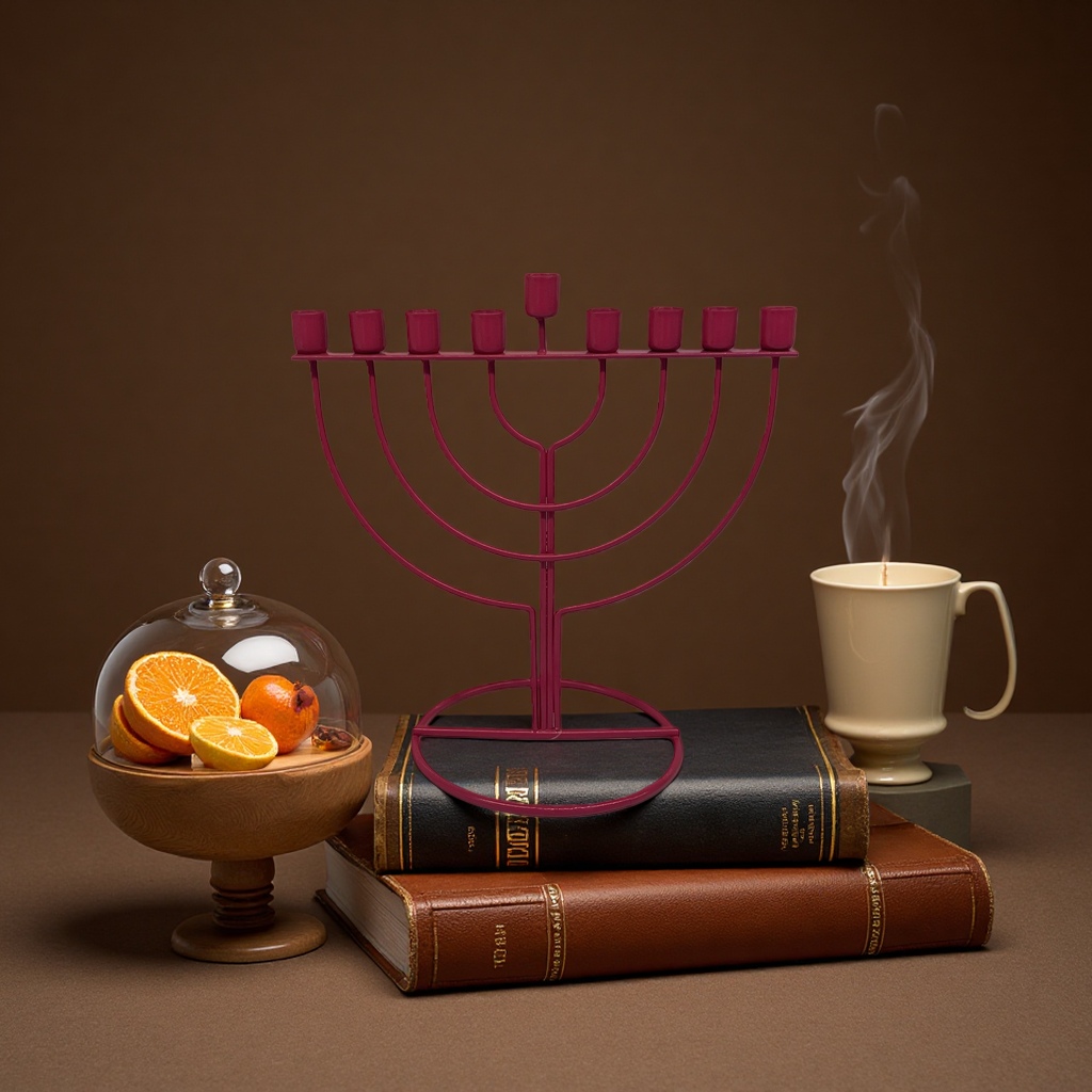 SANCAI red metal candlestick retro style home living room decorative item Hanukkah details Picture