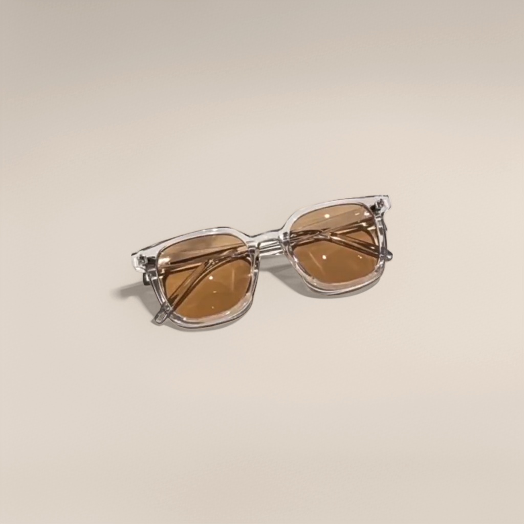 Transparent frame brown lens sunglasses, fashionable UV-resistant polarized sunglasses