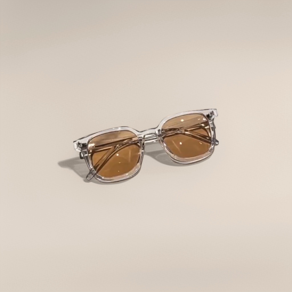 Transparent frame brown lens sunglasses, fashionable UV-resistant polarized sunglasses details Picture