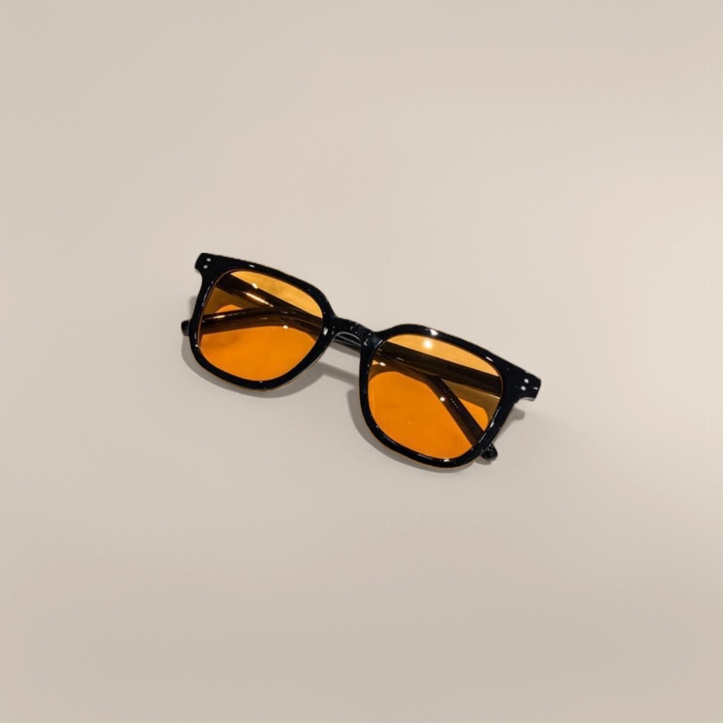 Black frame, orange lens sunglasses, made of metal, light and comfortable, essential for outdoor cycling Specification image