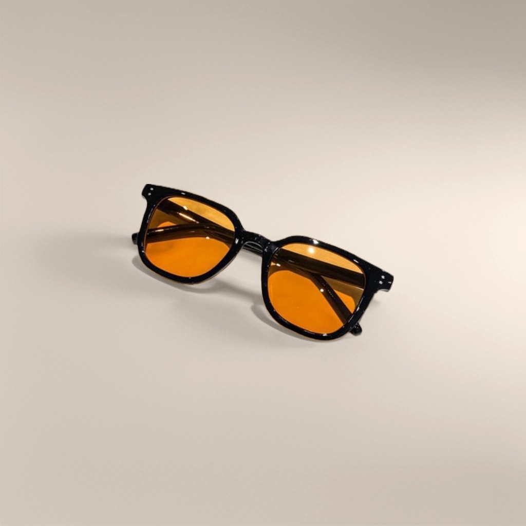 Black frame, orange lens sunglasses, made of metal, light and comfortable, essential for outdoor cycling Application Scenario