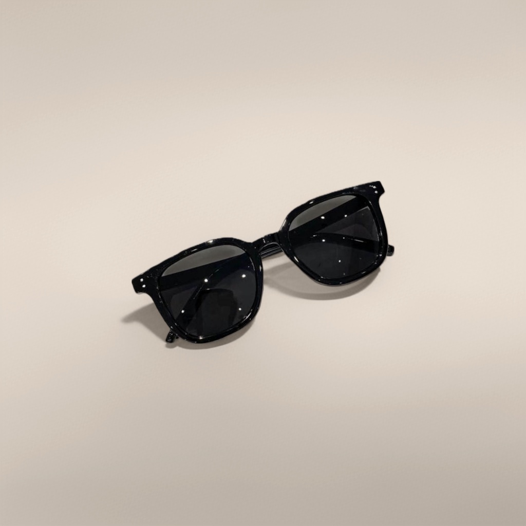 The black sunglasses with a thin metal frame design offer UV400 protection and are versatile for daily commuting and casual wear