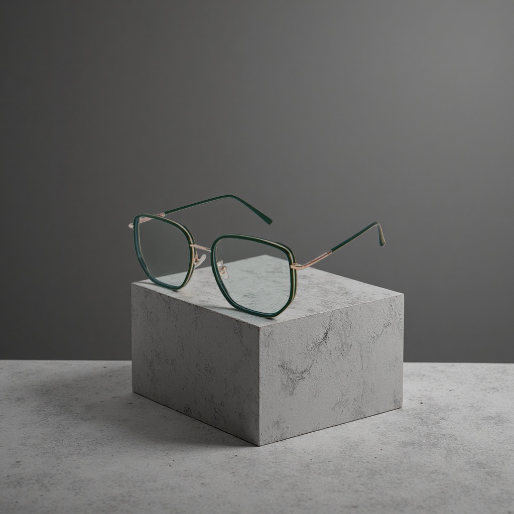 Black square-framed glasses are fashionable and lightweight, with metal frames suitable for both men and women Specification image