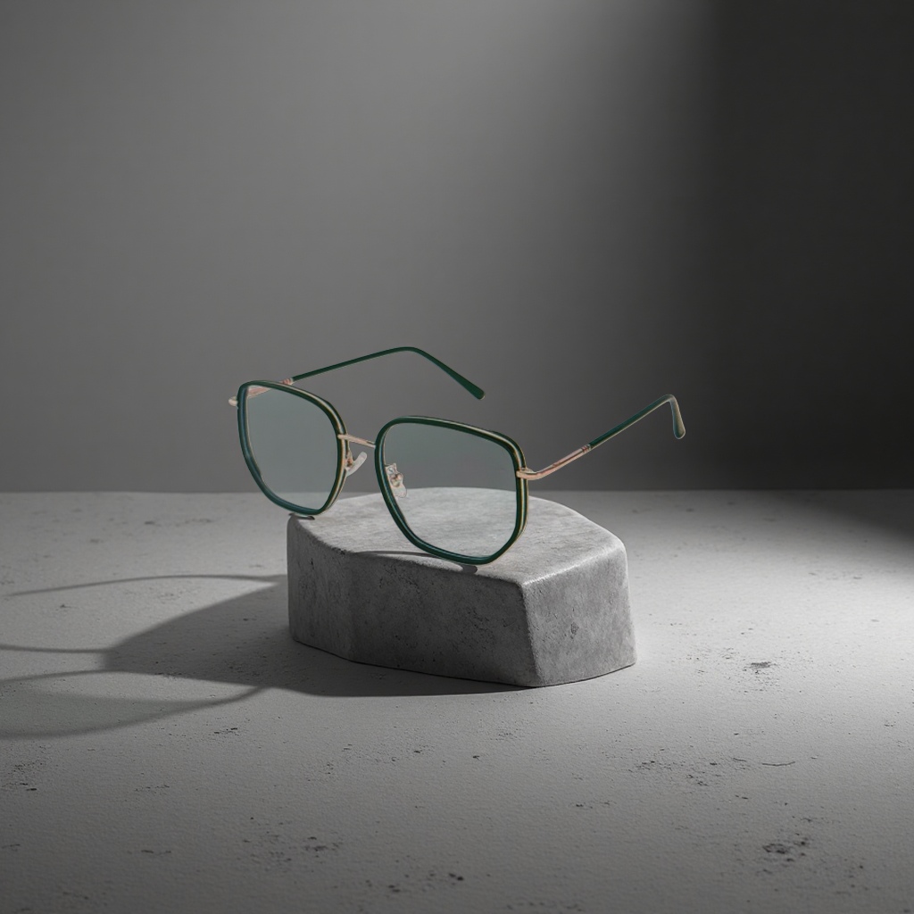 Black square-framed glasses are fashionable and lightweight, with metal frames suitable for both men and women details Picture