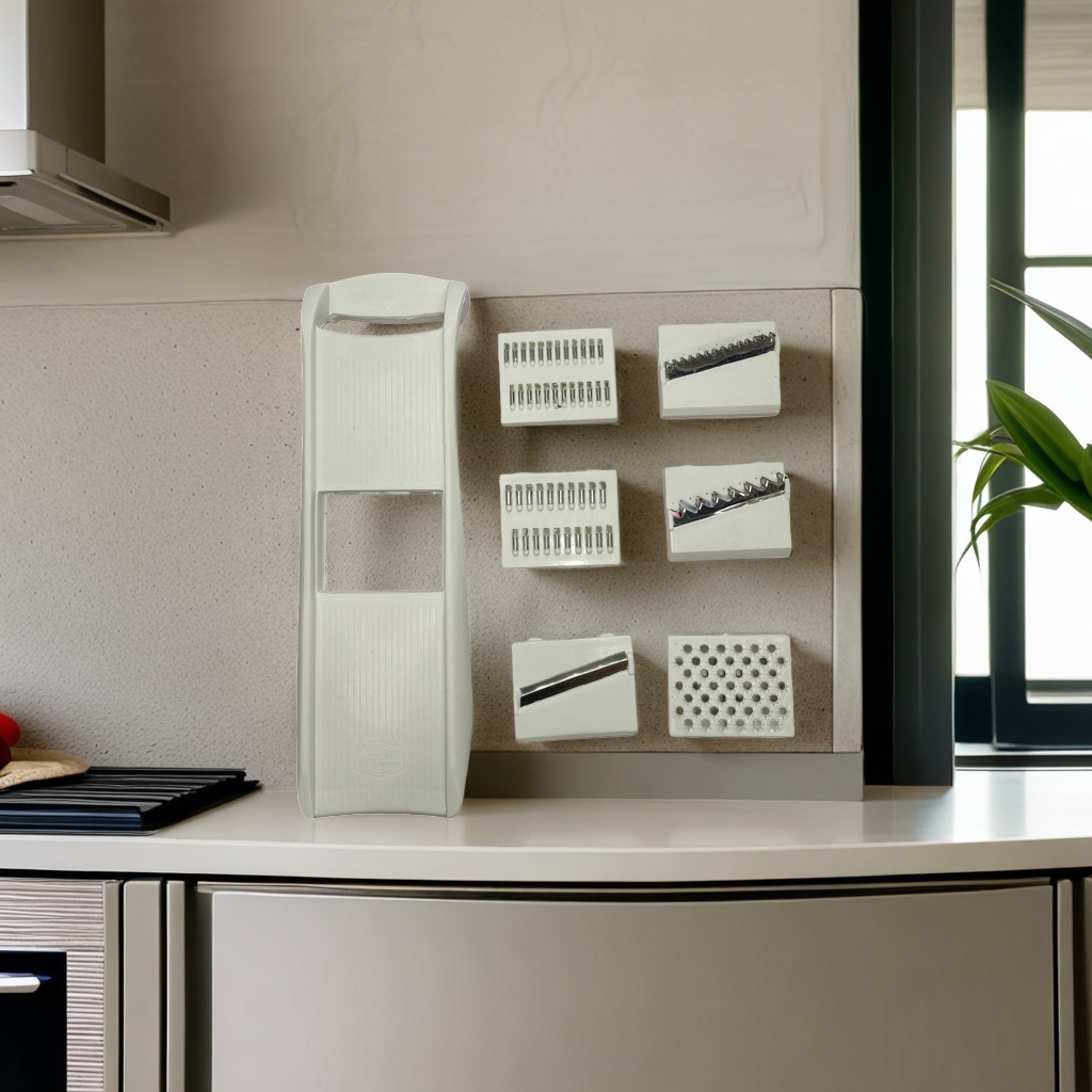 White multi-functional grater and accessories, stainless steel kitchenware, kitchen small tools details Picture