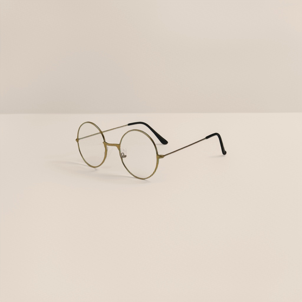 The golden round-framed glasses are fashionable and lightweight. The metal frames are suitable for both men and women Application Scenario