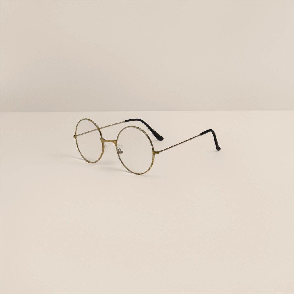 The golden round-framed glasses are fashionable and lightweight. The metal frames are suitable for both men and women Specification image