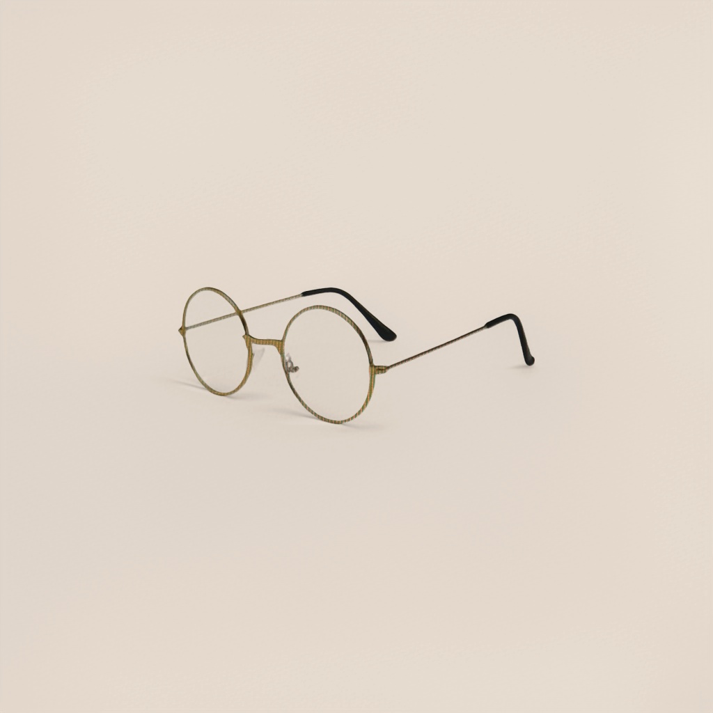 The golden round-framed glasses are fashionable and lightweight. The metal frames are suitable for both men and women