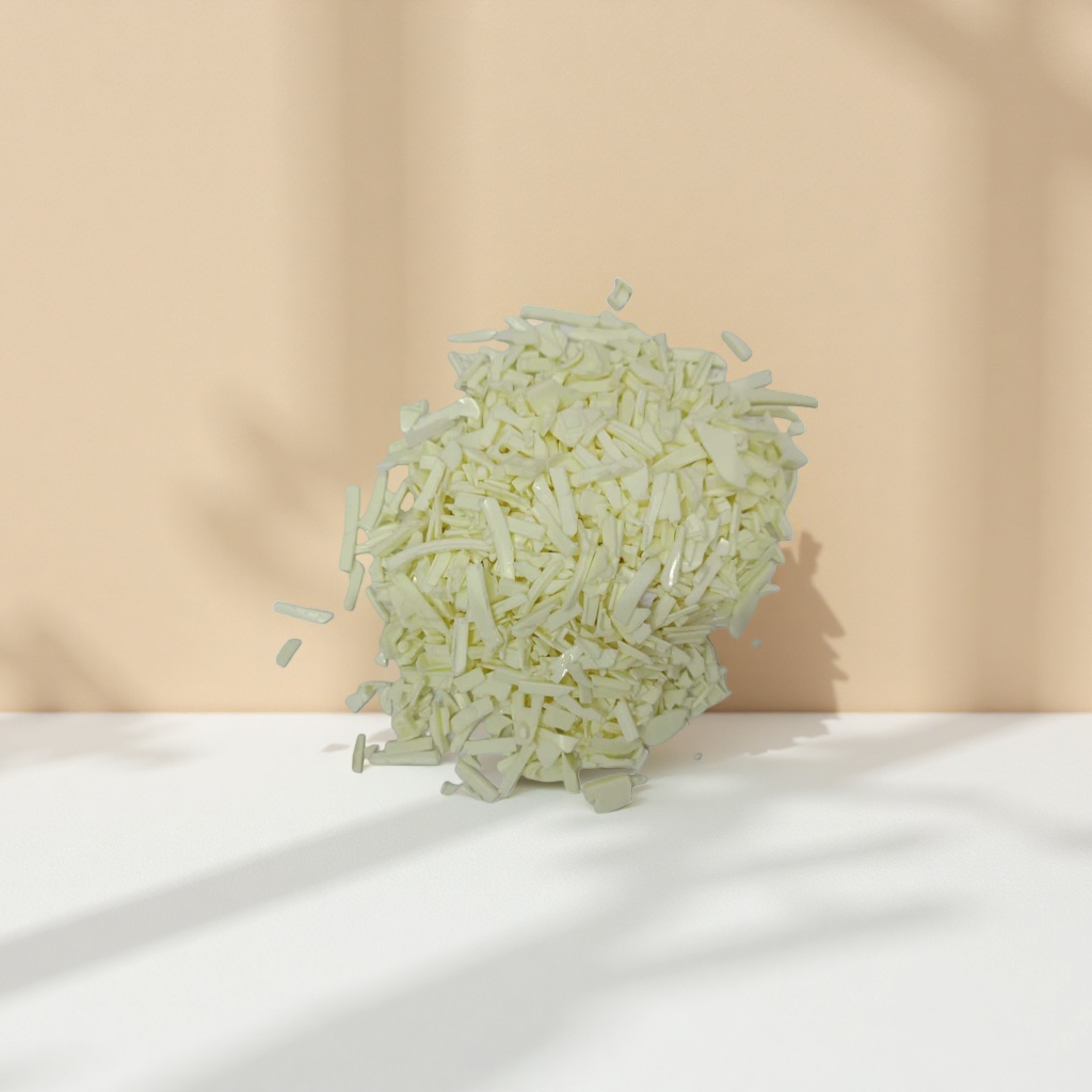 Light yellow flaky cleaning and decontamination powder