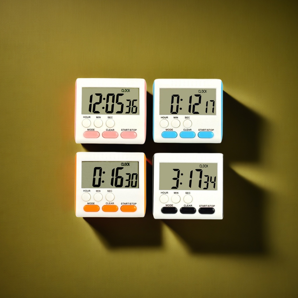 四色数字电子计时器 多功能倒计时秒表 便携式厨房运动教学用图
