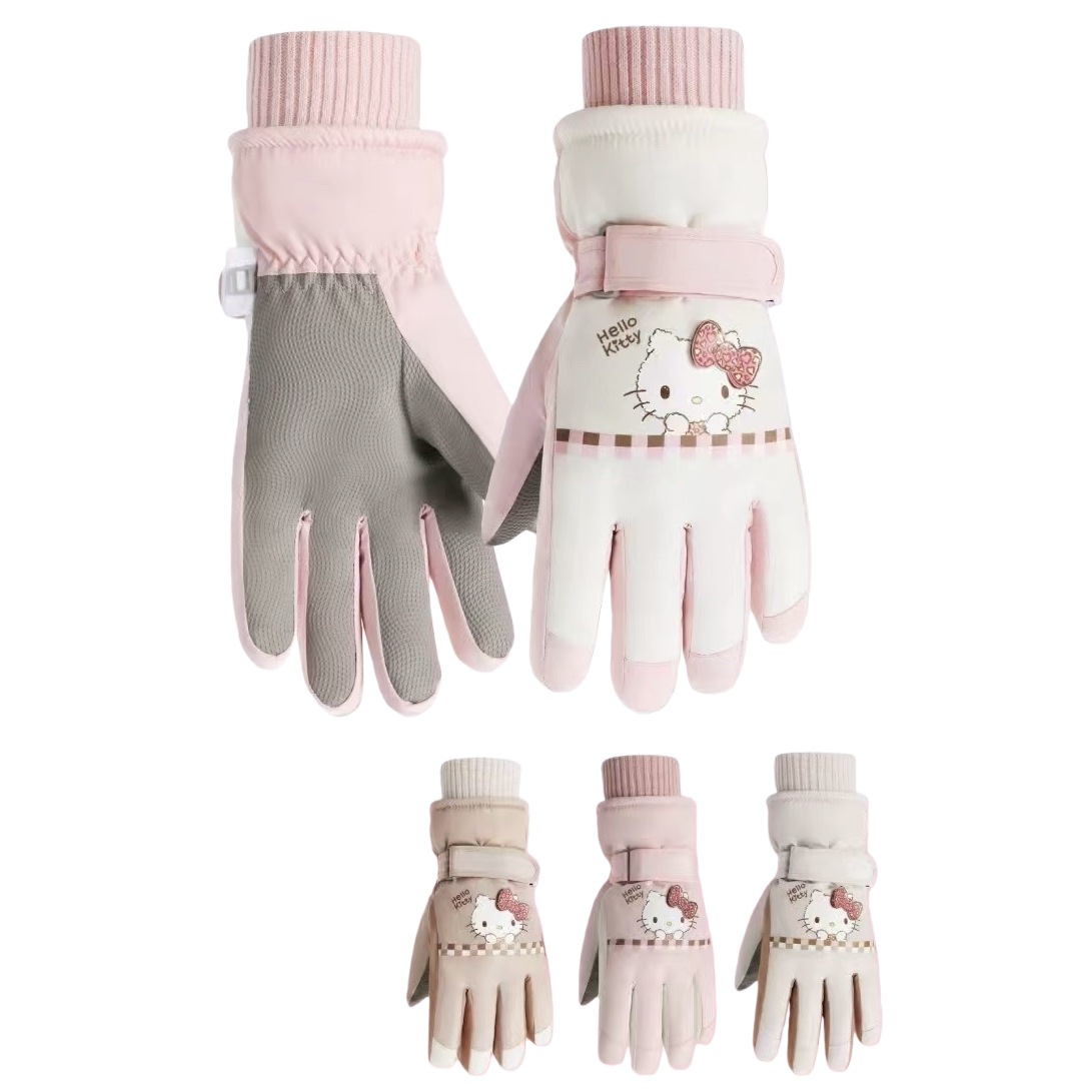 Pink Hello Kitty-themed full-palm touchscreen gloves Item Picture