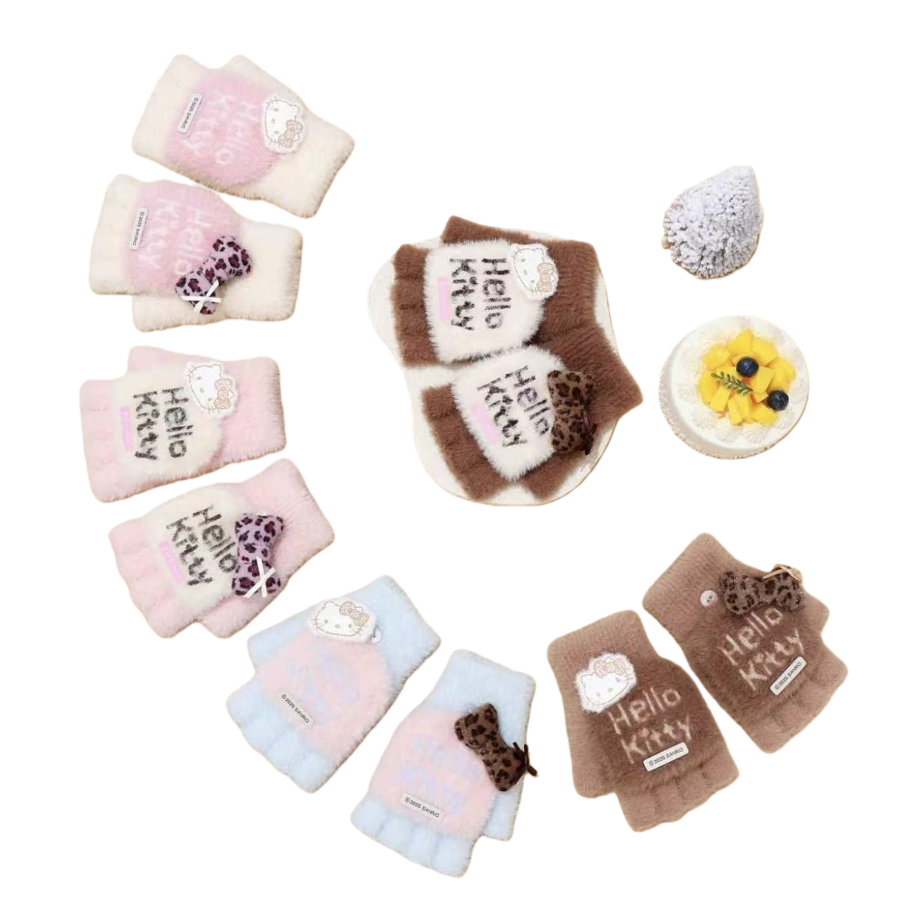 Thickened plush gloves for warm women's autumn and winter, cold-proof hand protection with touch screen Item Picture
