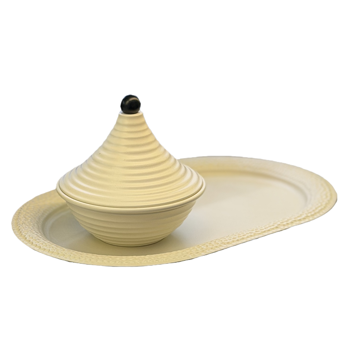 SANCAI golden Arabic decorative plaque paired with a white circular tray plate Item Picture