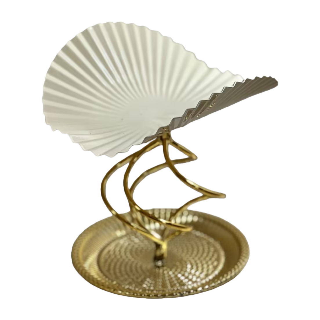 SANCAI golden spiral brackets support white fan-shaped tray decorative ornaments Specification image