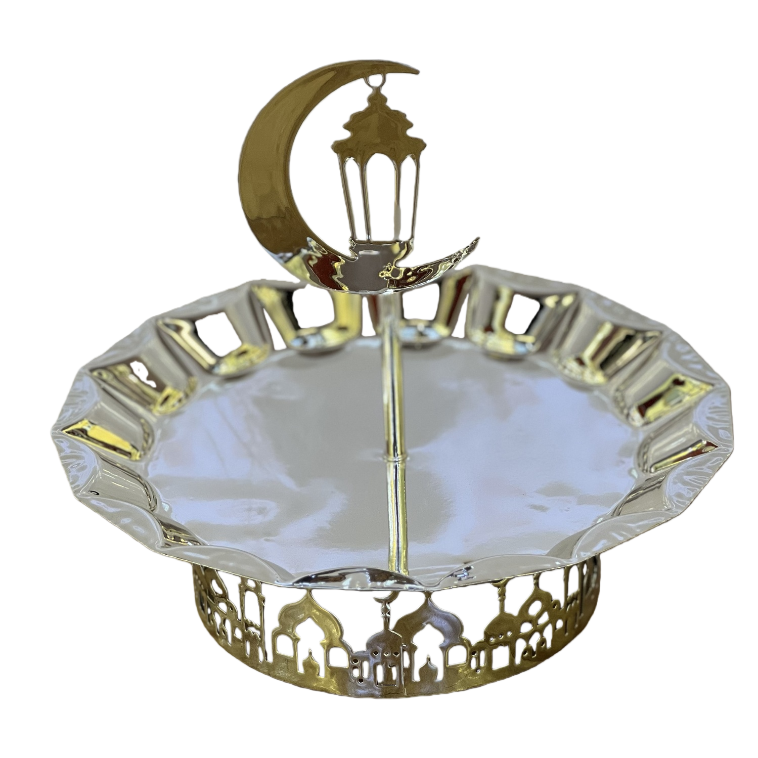 SANCAI Silver crescent-shaped lantern decorative tray Home Decor Creative Storage plate Specification image