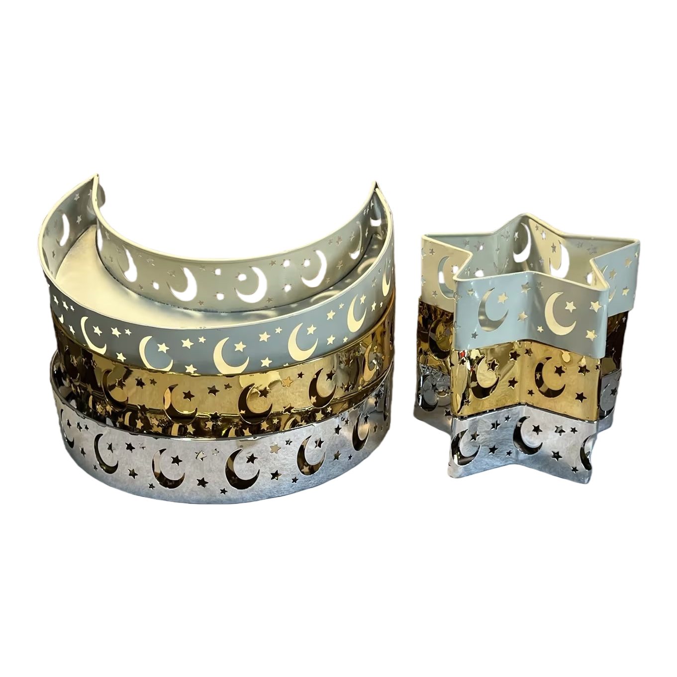 SANCAI Crescent Star hollowed-out metal candlestick Creative home decoration piece Application Scenario