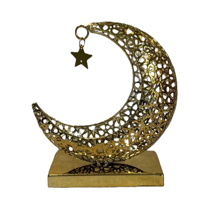 SANCAI's golden hollowed-out crescent-shaped ornaments are decorated with five-pointed stars Application Scenario