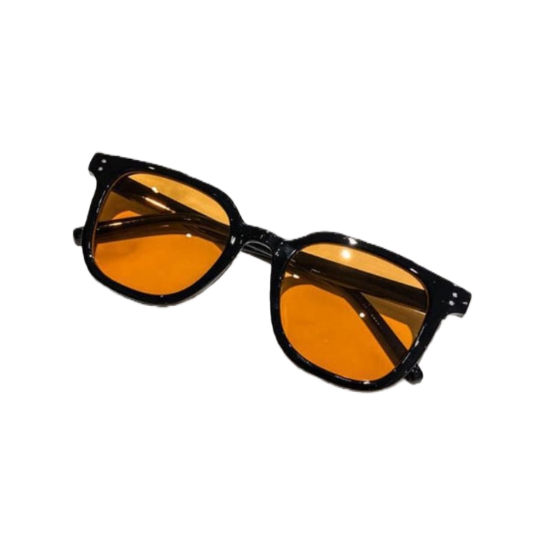 Black frame, orange lens sunglasses, made of metal, light and comfortable, essential for outdoor cycling Item Picture