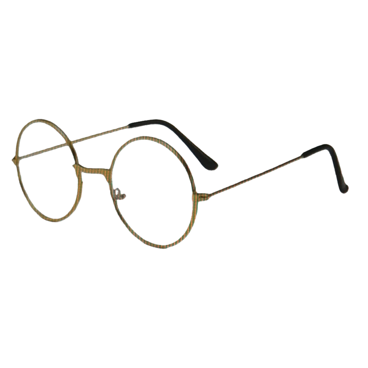 The golden round-framed glasses are fashionable and lightweight. The metal frames are suitable for both men and women Item Picture