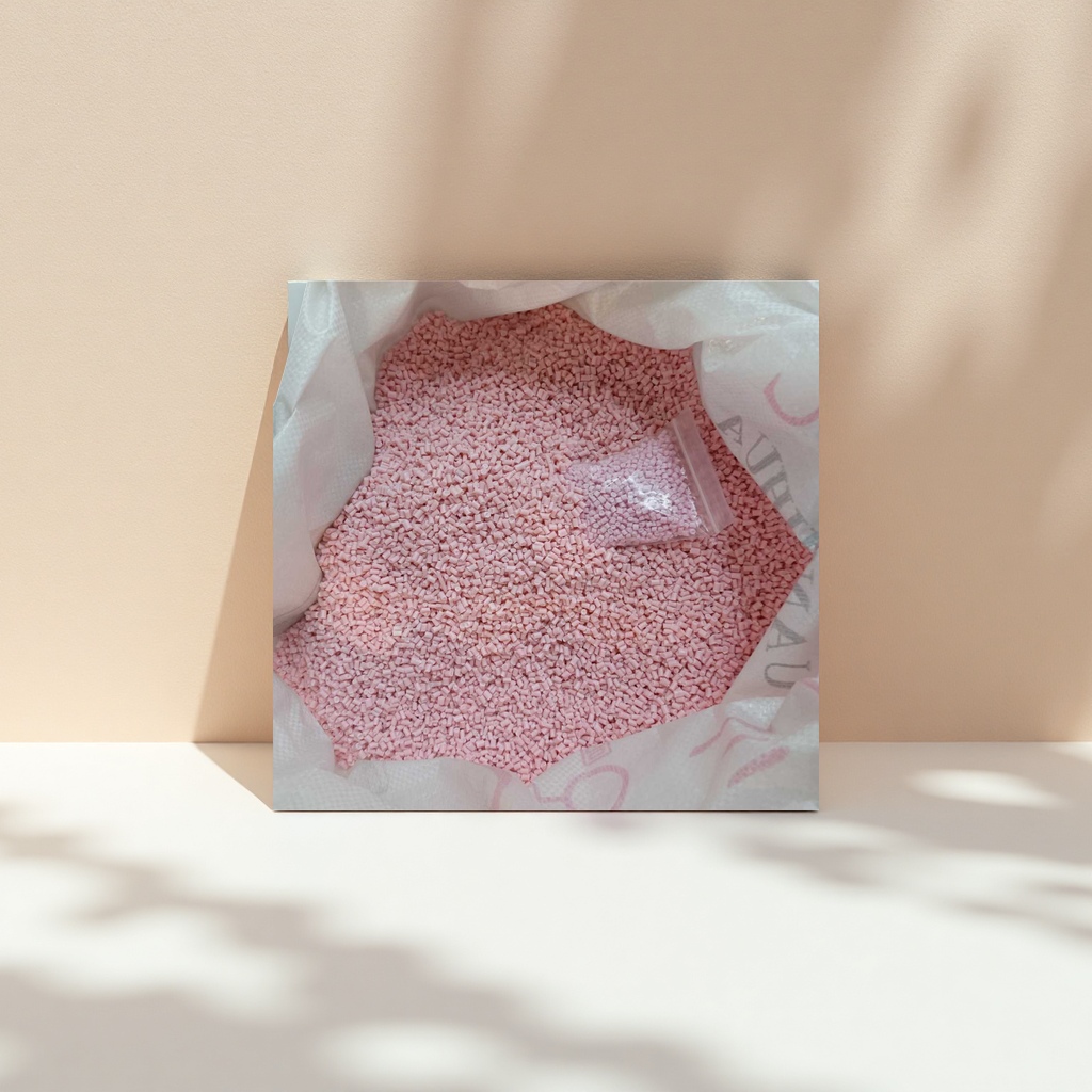 Pink granular plastic particles, industrial-grade PP polypropylene raw material, general injection molding filler Specification image