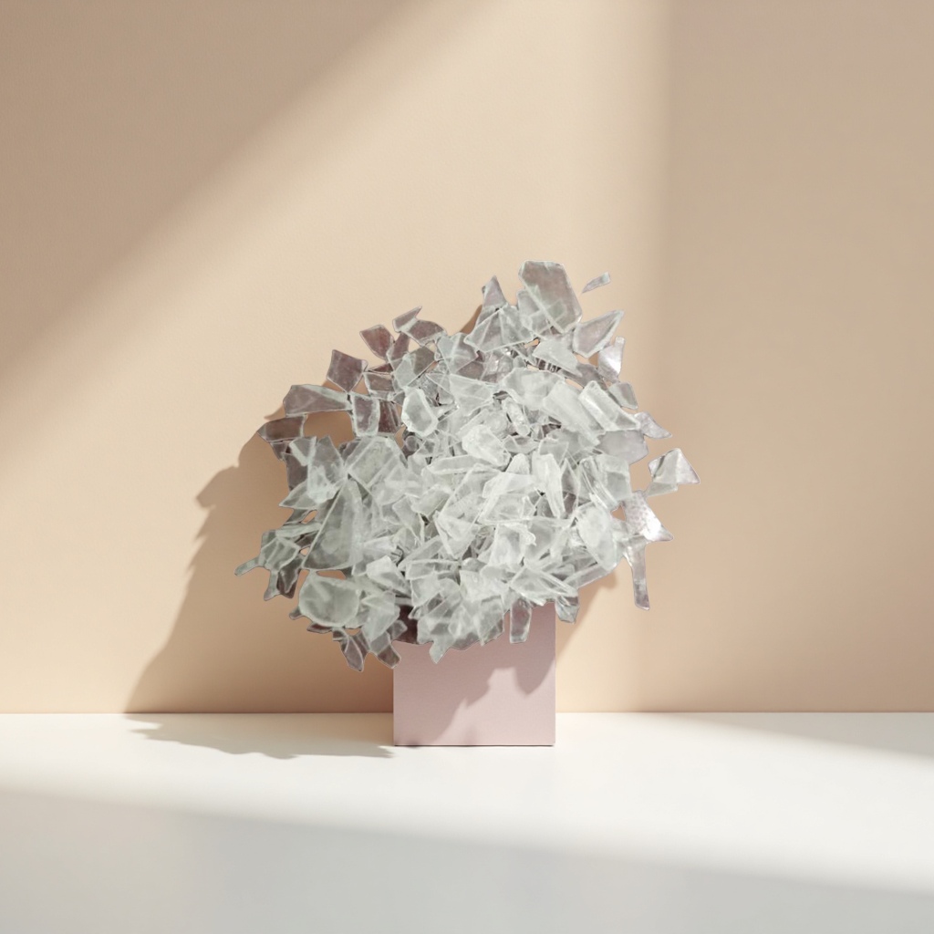 Creative home decor with transparent fragments stacked on dark wooden surfaces details Picture