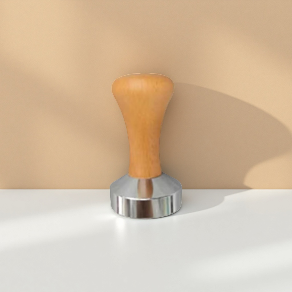 Wooden handle metal base coffee powder press hammer, professional grade stainless steel coffee powder press tool details Picture