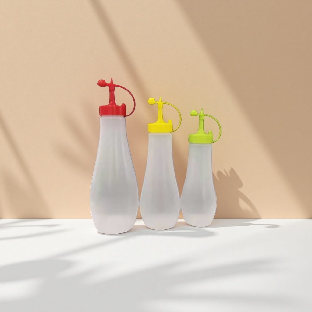 Three colorful nozzle seasoning bottles for kitchen oil, salt, sauce and vinegar, 300ml large capacity, adjustable flow rate