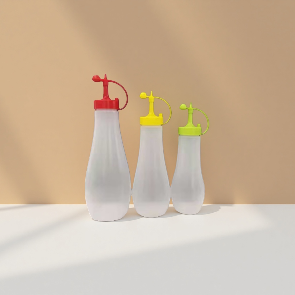 Three colorful nozzle seasoning bottles for kitchen oil, salt, sauce and vinegar, 300ml large capacity, adjustable flow rate Application Scenario