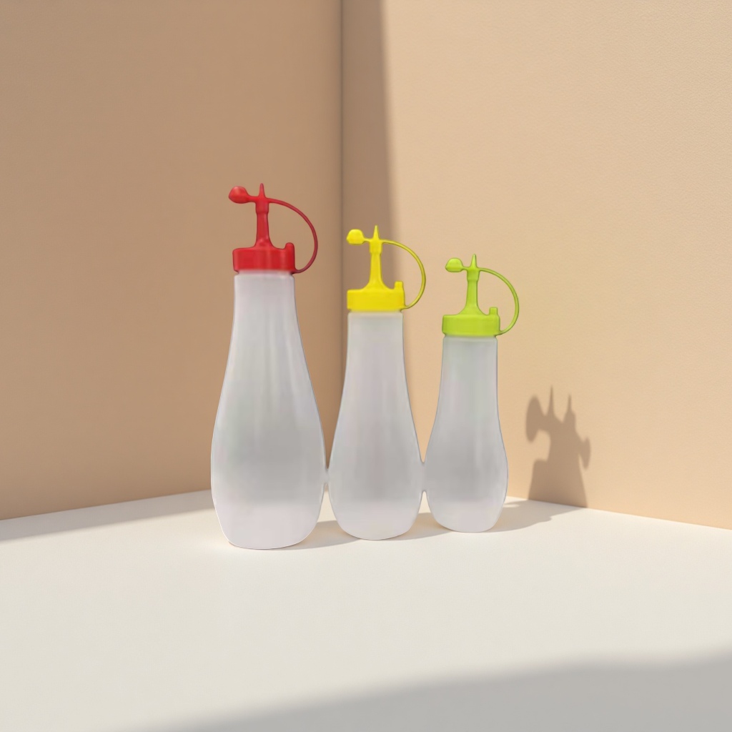 Three colorful nozzle seasoning bottles for kitchen oil, salt, sauce and vinegar, 300ml large capacity, adjustable flow rate Specification image