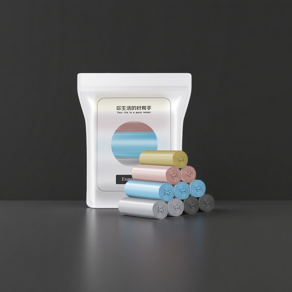 White packaging bags, colored garbage bags, thickened leak-proof large household eco-friendly plastic bags details Picture