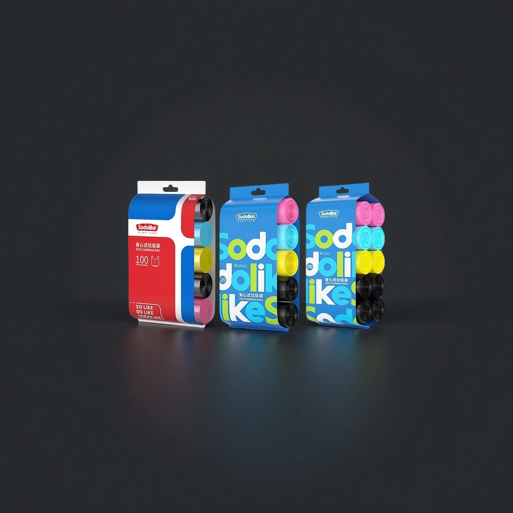Colorful garbage bag packaging box, household large-sized thickened leak-proof storage and organization set details Picture