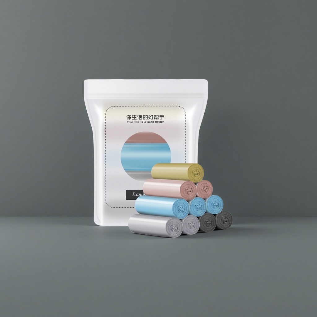 White packaging bags, colored hand-held garbage bag rolls, household large-capacity, thickened, leak-proof details Picture