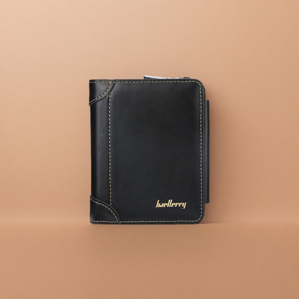 Black leather men's long wallet, genuine leather, simple business retro style Application Scenario