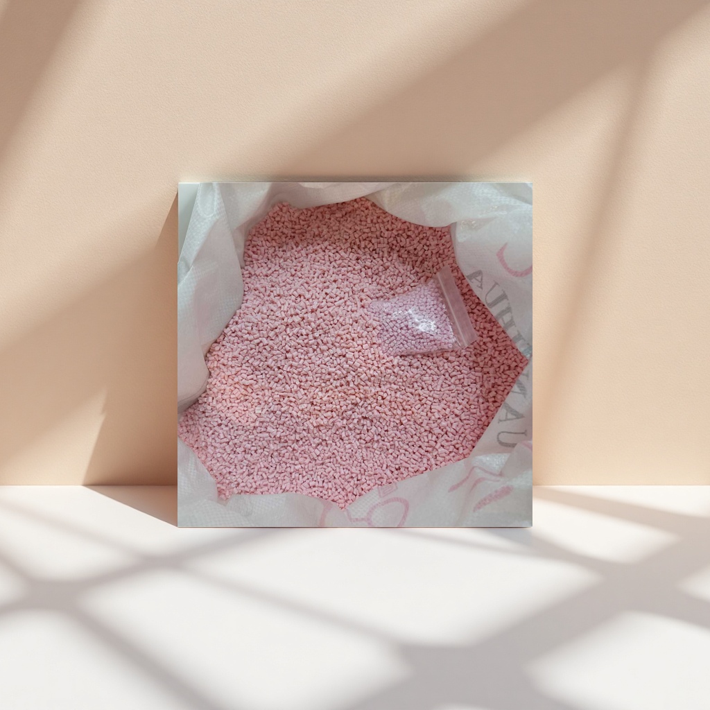 Pink granular plastic particles, industrial-grade PP PE raw material, universal injection molding filler details Picture