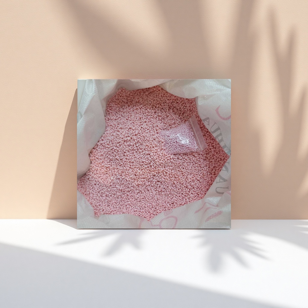 Pink granular plastic particles, industrial-grade PP PE raw material, universal injection molding filler Application Scenario