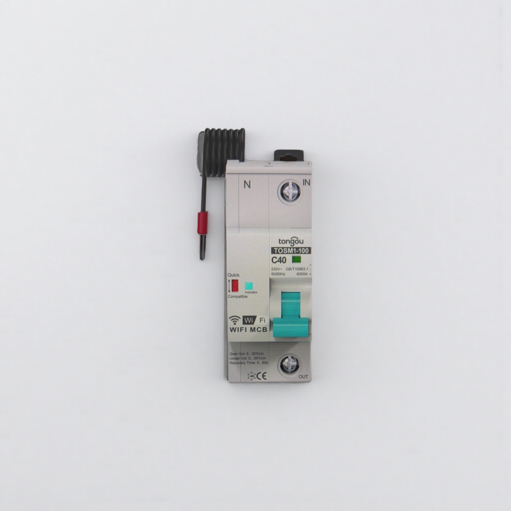 The white WiFi circuit breaker is intelligently remotely controlled for home overload protection, leakage power-off and automatic reset