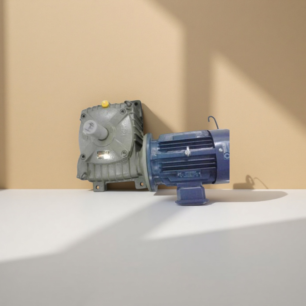 A grey reducer with a blue motor, a 220V industrial reducer motor combination Application Scenario