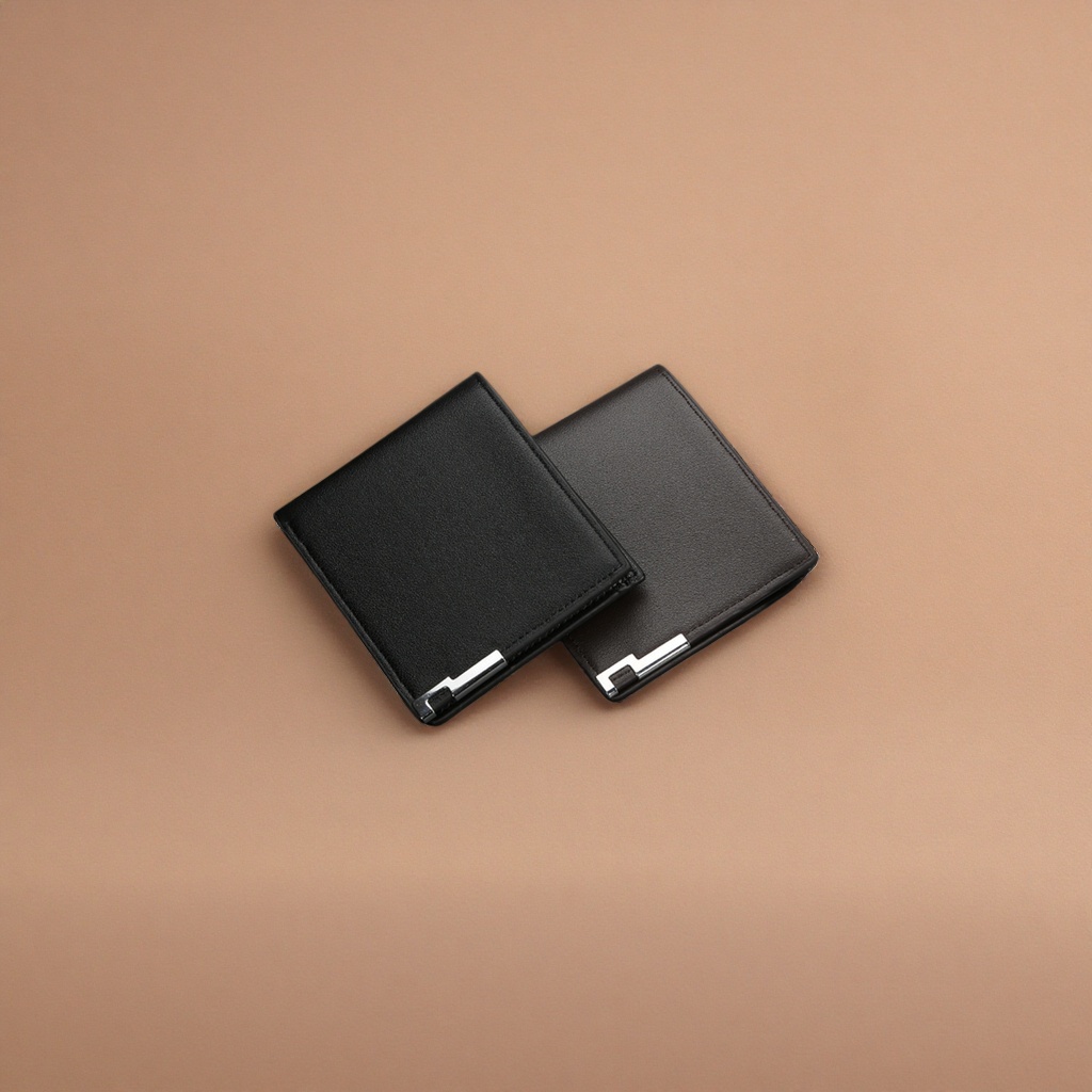 Black genuine leather ultra-thin foldable wallet, suitable for both men and women, lightweight for daily storage Specification image