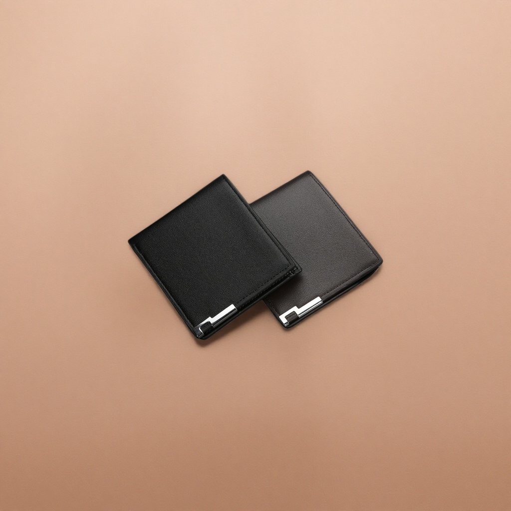 Black genuine leather ultra-thin foldable wallet, suitable for both men and women, lightweight for daily storage Application Scenario