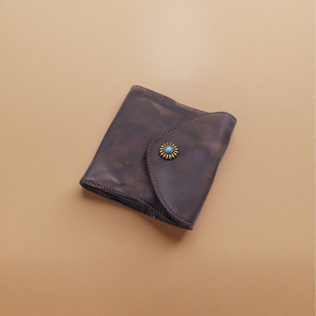 Dark brown genuine leather men's long wallet, simple business retro style Application Scenario
