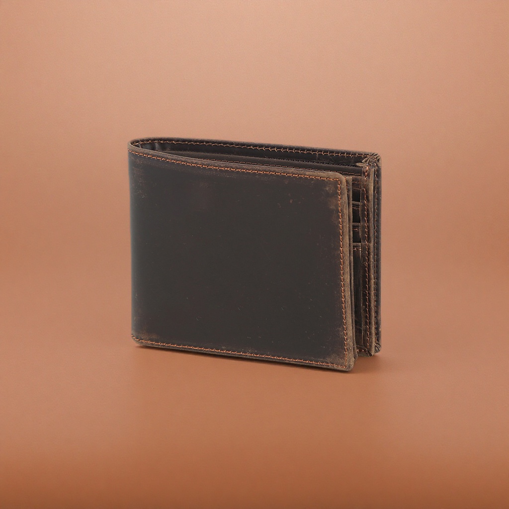 Brown leather men's long wallet, genuine leather retro and simple business loose change slot Specification image