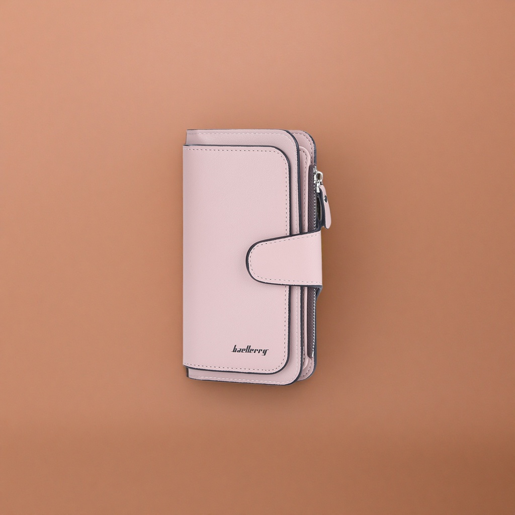 Pink lady's genuine leather wallet, simple and fashionable, small and long style with multiple slots Specification image