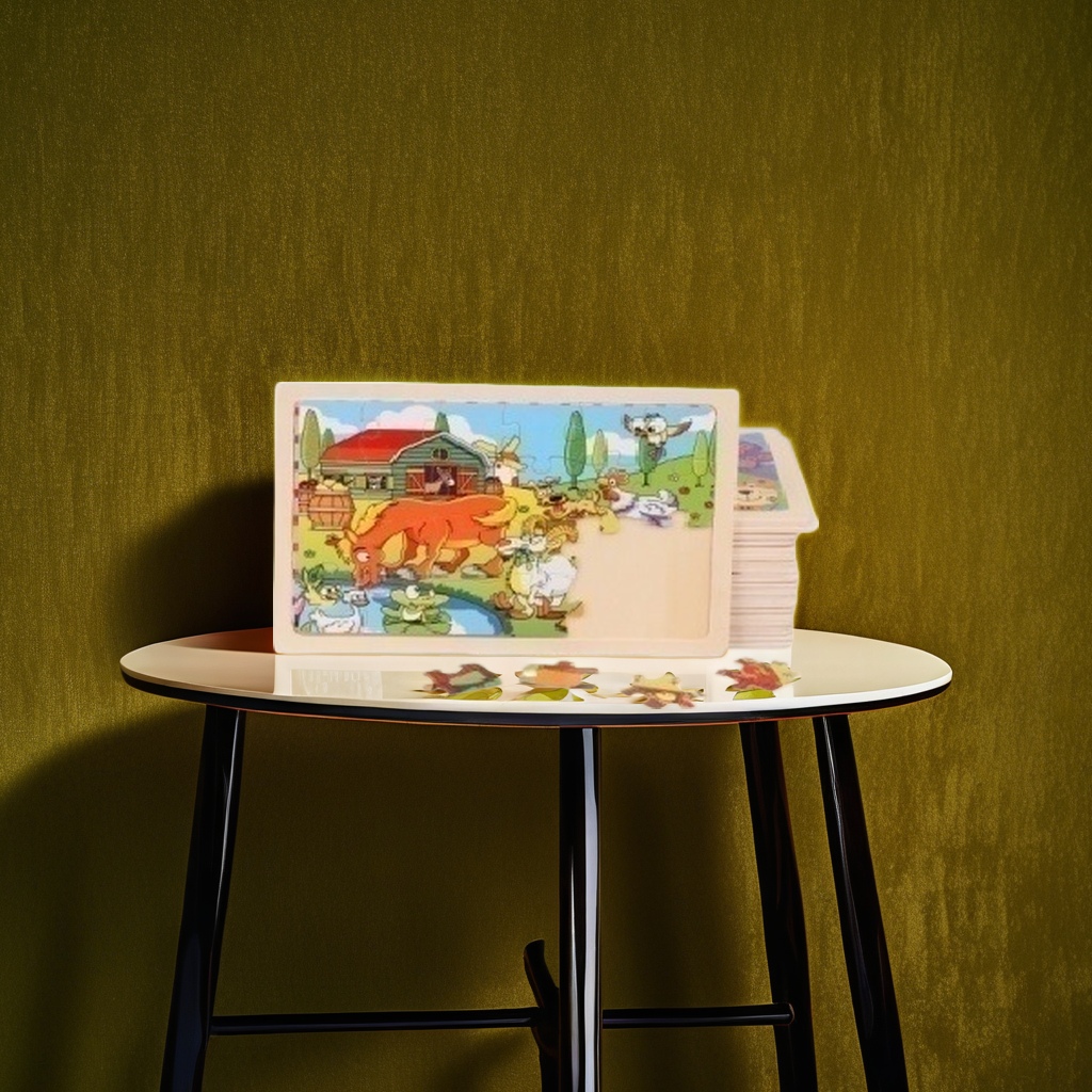 Farm animal pattern color jigsaw puzzle board, thickened EVA material children's educational toy Specification image