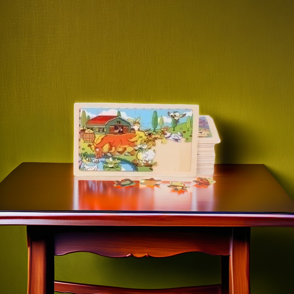 Farm animal pattern color jigsaw puzzle board, thickened EVA material children's educational toy details Picture