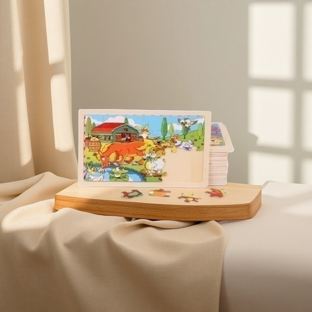Farm animal pattern color jigsaw puzzle board, thickened EVA material, children's early education and intelligence toy details Picture