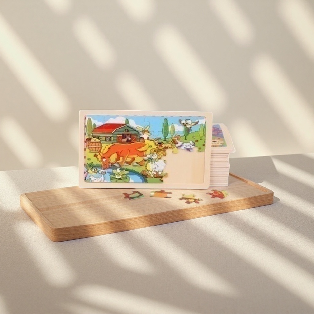 Farm animal pattern color jigsaw puzzle board, thickened EVA material, children's early education and intelligence toy Application Scenario